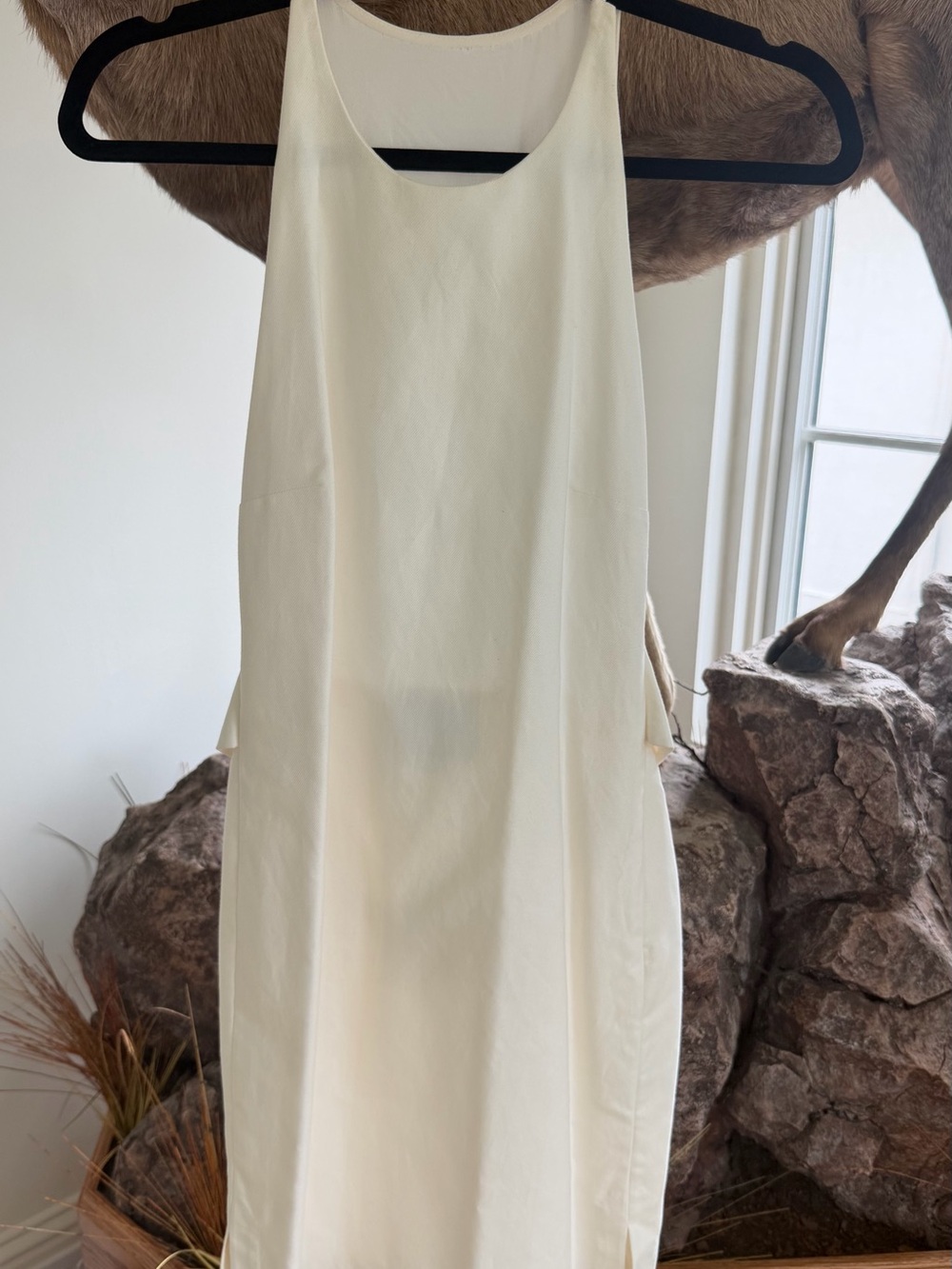 Vintage Philip Lim Cream Sleeveless Midi Dress with Sheer Back, 4 nwot